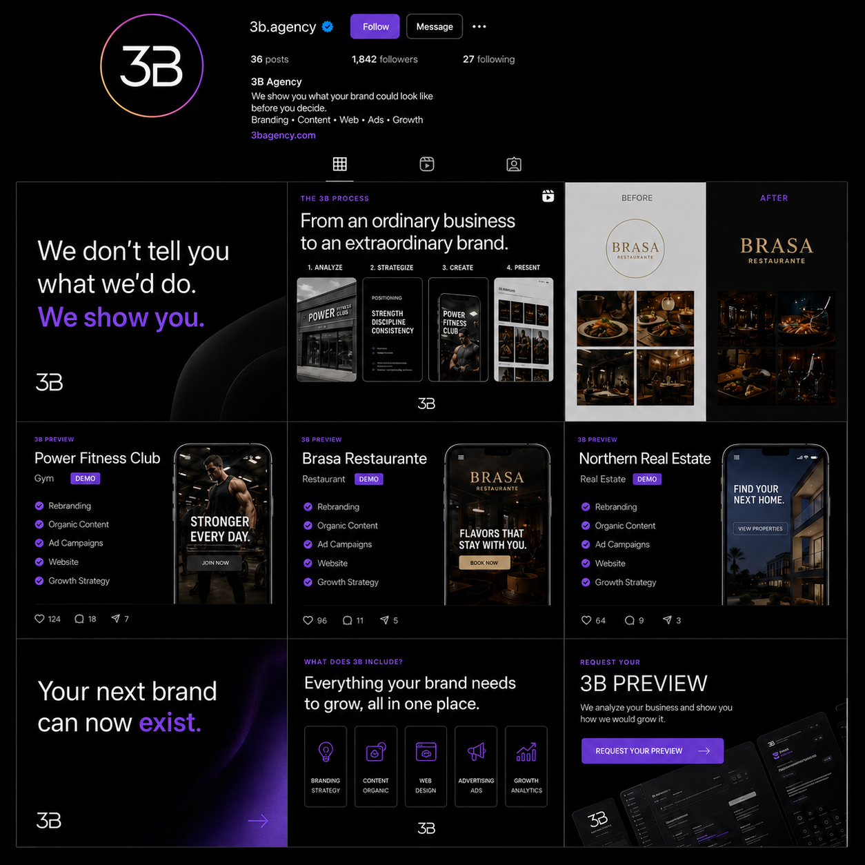 3B Agency brand and content system preview in English